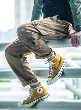 DSPLAY潮牌卡其工装裤男余文乐同款宽松直筒cargo休闲裤子男春秋