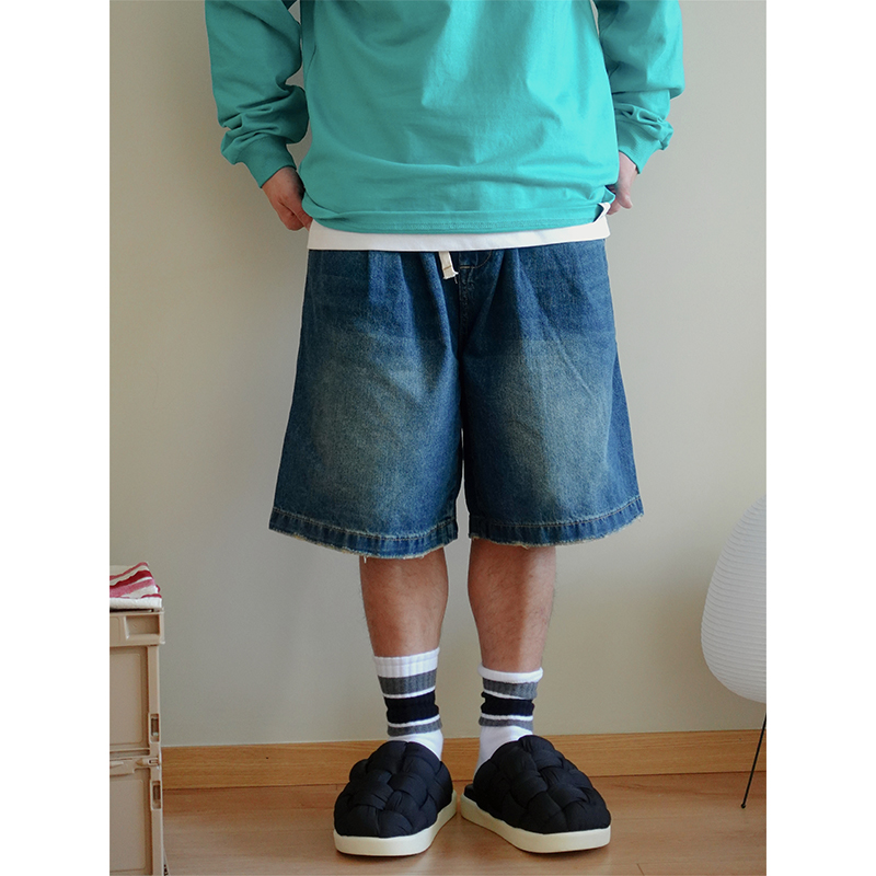 宽松廓形洗水牛仔裤拉链