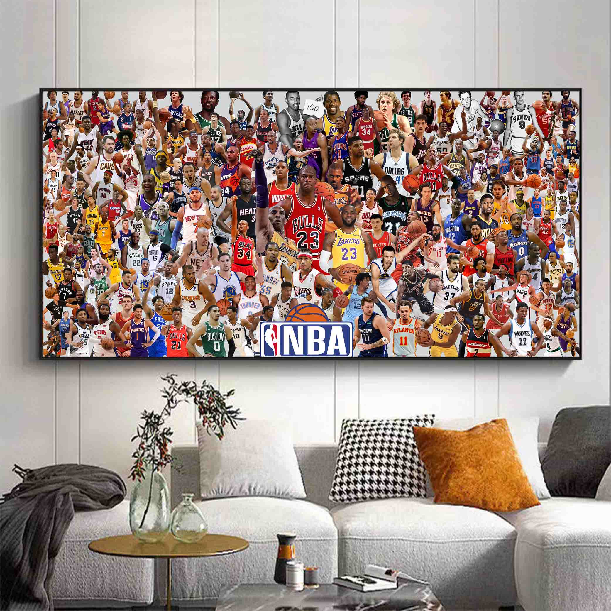 NBA全明星挂画 科比詹姆斯库里欧文MJ客厅卧室床头球馆装饰画