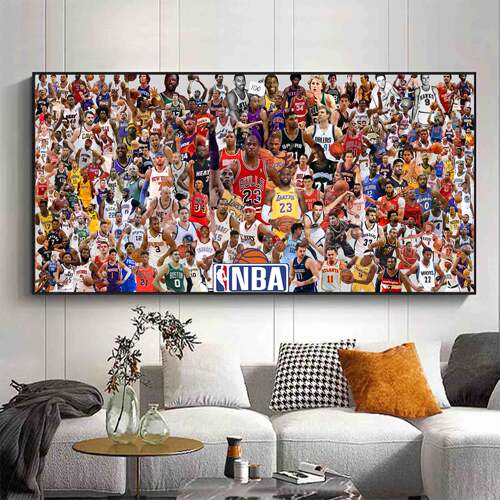 NBA全明星挂画 科比詹姆斯库里欧文MJ客厅卧室床头球馆装饰画