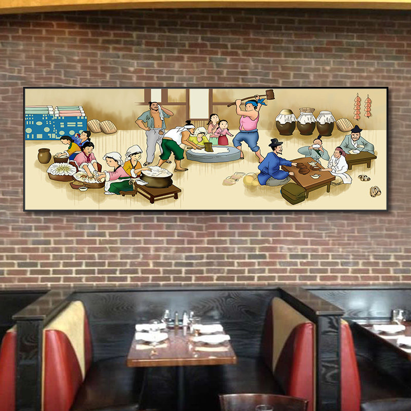 韩式挂画人物朝鲜族墙壁民俗文化料理韩国饭店装饰画餐厅画烤肉店