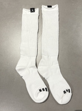 耐克正品运动袜JORDAN CREW 1PR  KNIT女袜子长筒袜白色袜子 微瑕