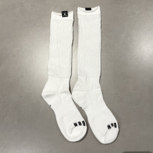 1PR 耐克正品 运动袜JORDAN CREW 微瑕 KNIT女袜子长筒袜白色袜子