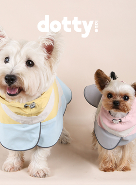 dotty lab.原创宠物狗户外防水雨衣连帽反光冲锋衣可调节撞色可爱