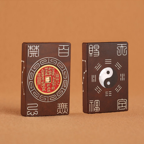 道家用品雷击枣木时来运吊坠镶银天官赐福平安牌可转朱砂山鬼花钱