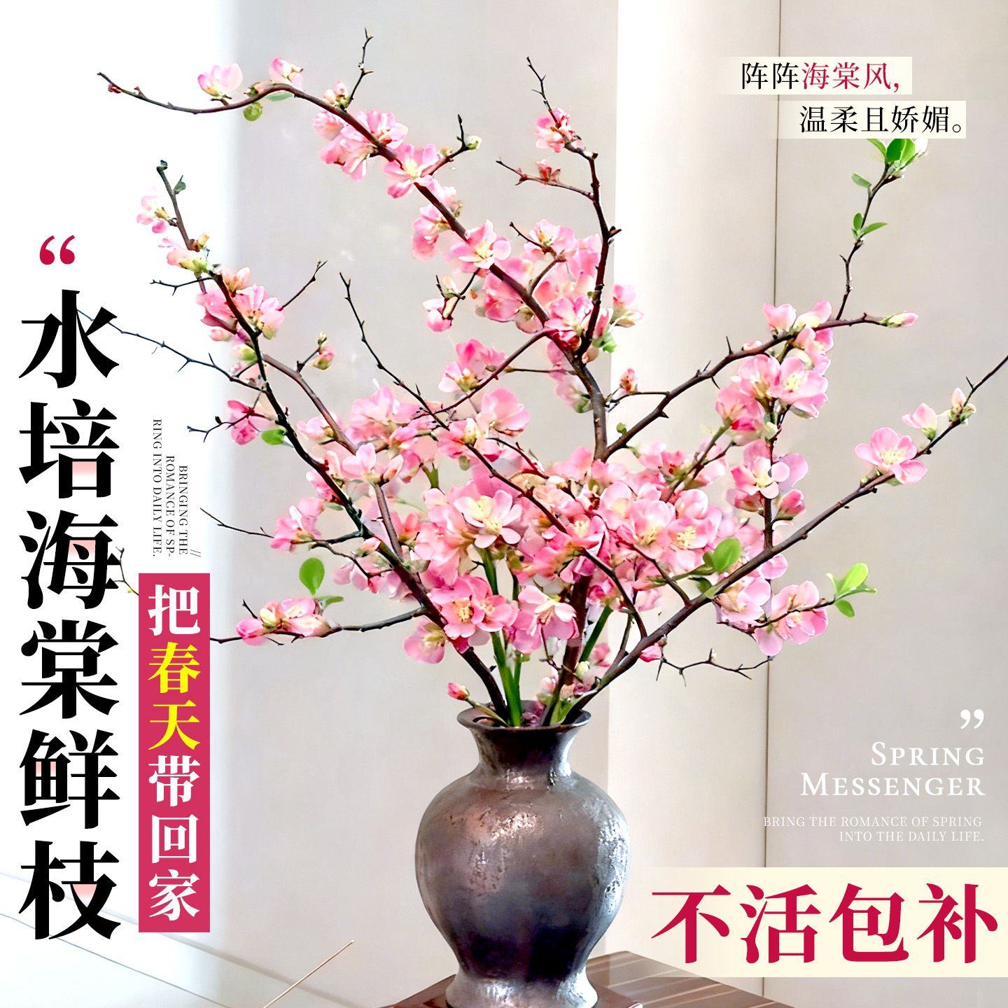 海棠微雨共归途！水培鲜切花枝