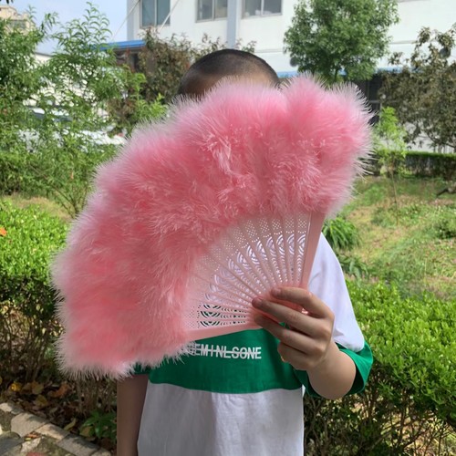 洛丽塔白色羽毛舞蹈扇子古风