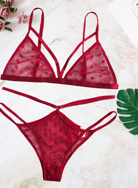 Fun lingerie sexy pajamas lace transparent mesh bra set文胸