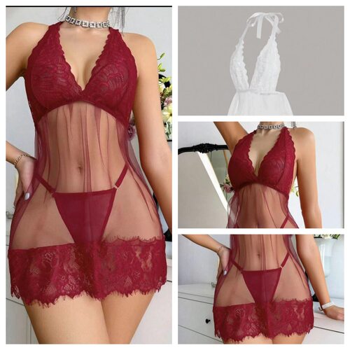 Sexy lingerie lace mesh transparent suspender skirt吊带裙女