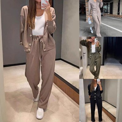 Women sports suit cardigan top秋冬欧美女休闲运动套装开衫上衣
