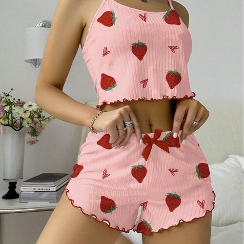 Sexy pajama camisole vest+shorts home wear two-piece set