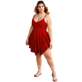 大码性感吊带宽松连衣裙 big size women sling dress 4xl 2024