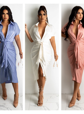 Women Elegant Party Evening Maxi Dress Casual Ladies v neck