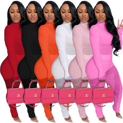 Autumn Winter Women's Set Tracksuit  Knitting Solid Outfits