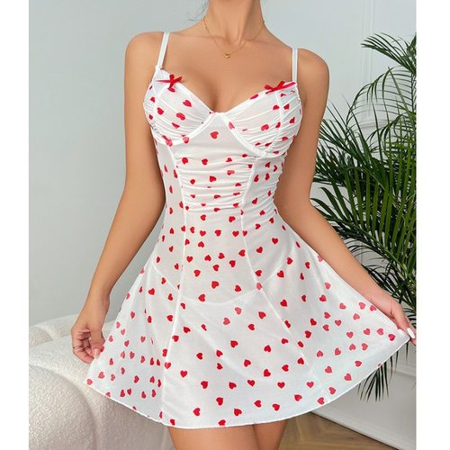 Sexy lingerie camisole lace mesh pajama dress女吊带网纱睡衣