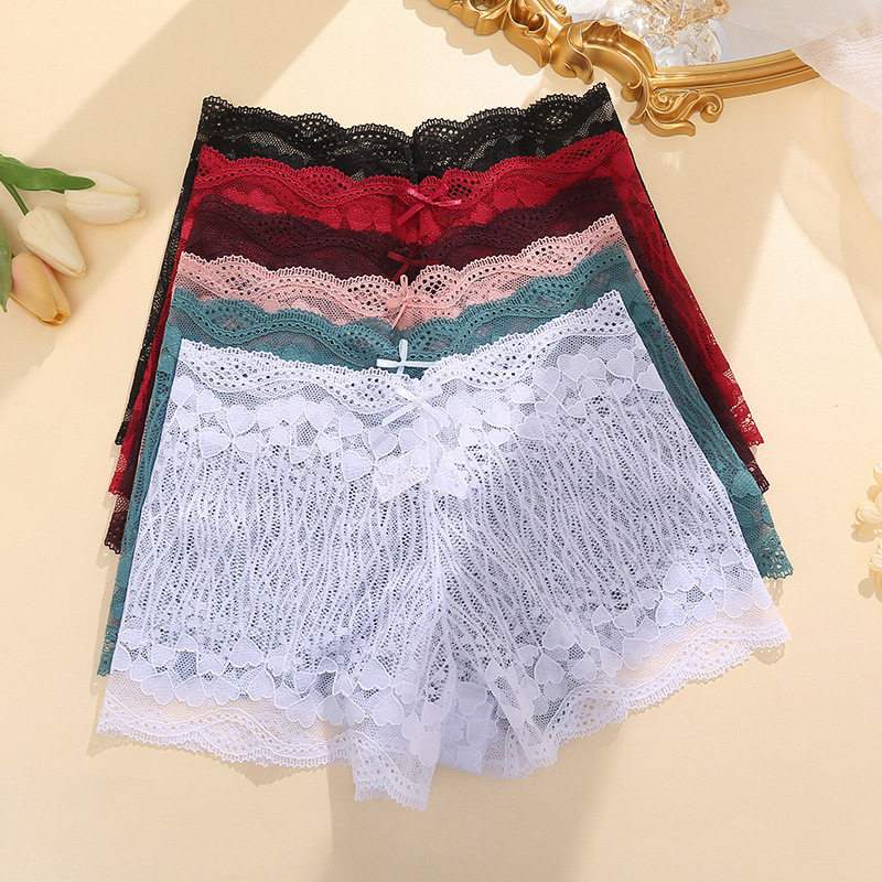Ladies lace hollow sexy boxer shorts underwear女蕾丝平角内裤