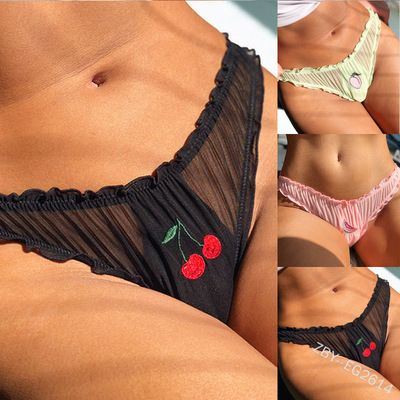 Sexy Lace Trim Panties Low Waist Sheer Mesh Ladies Briefs