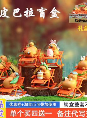 正品capybara卡皮巴拉盲盒2024新款女孩可爱情绪稳定摇摇椅送礼物
