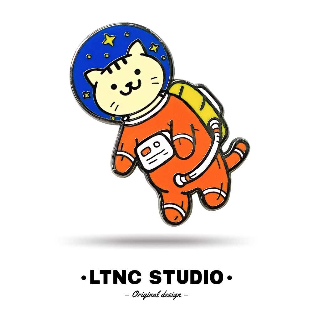 ltnc自制 原创日系太空猫金属胸针 猫咪钥匙扣 百搭书包配饰 萌系