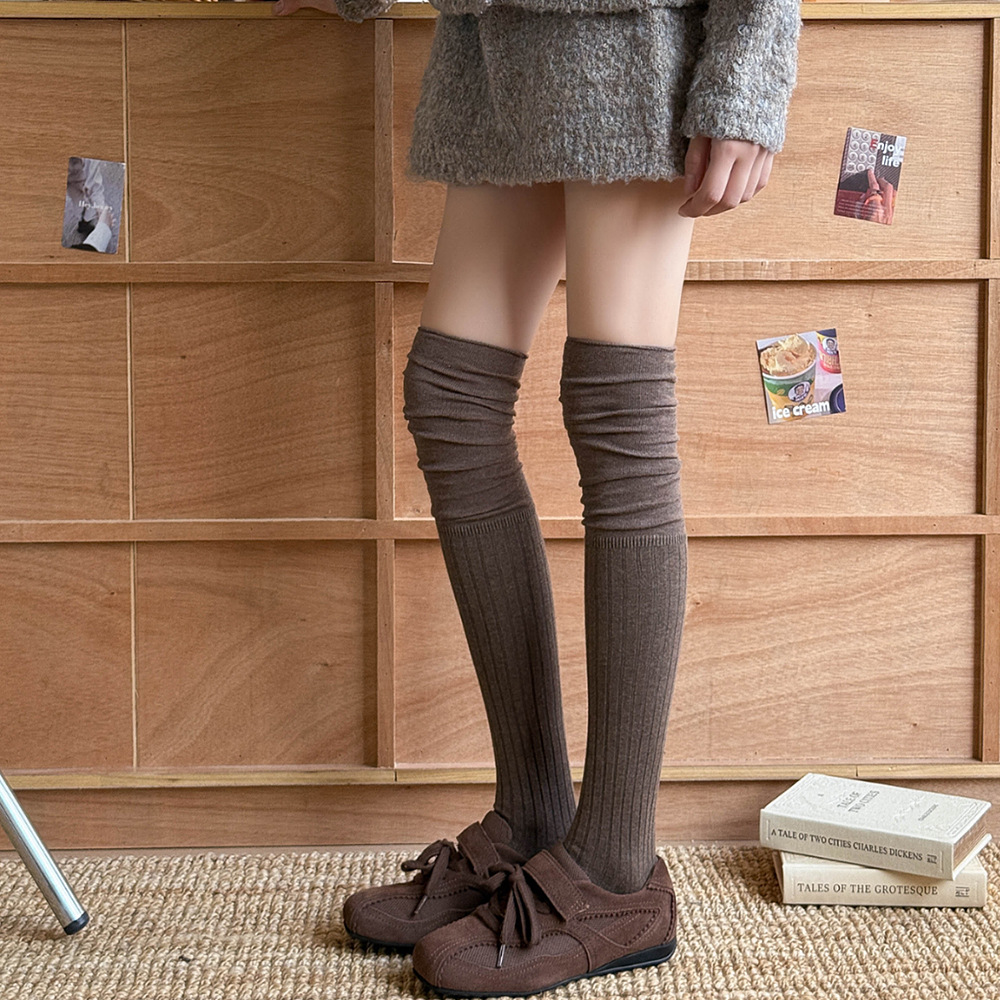 美拉德长筒袜女秋冬纯色过膝袜