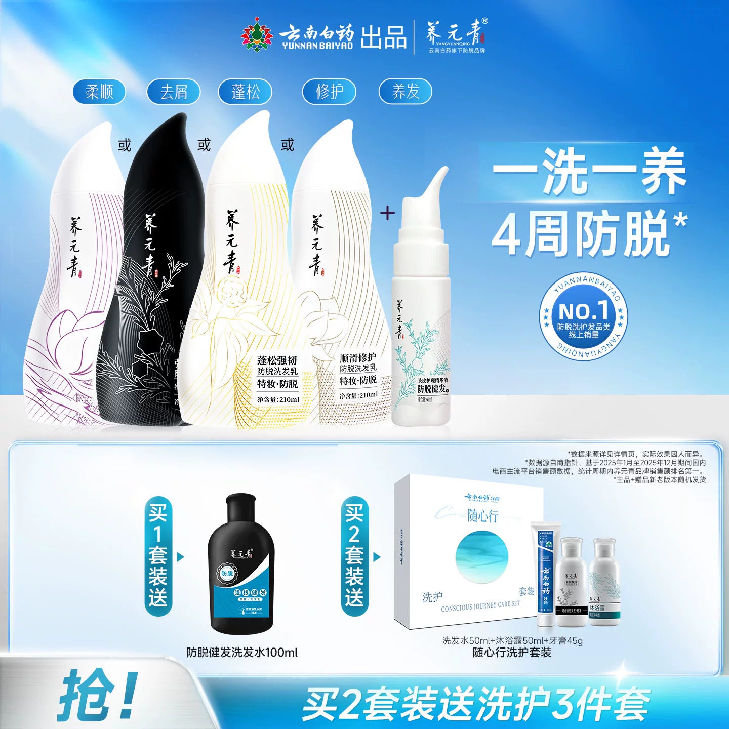 云南白药养元青防脱洗发水精华液