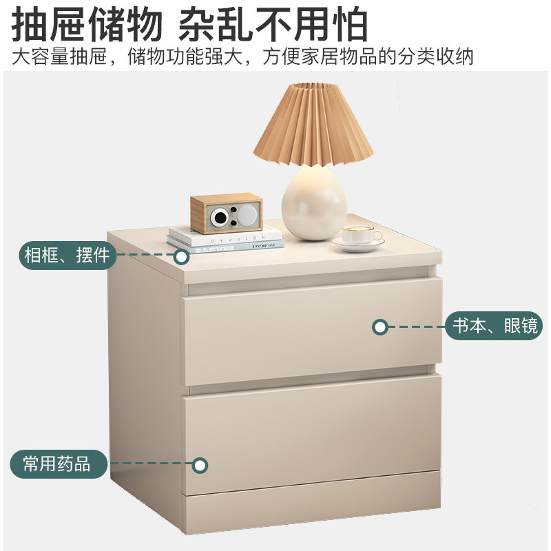 床头柜简约现代白色卧室大号储物收纳柜经济型简易床边柜置物架