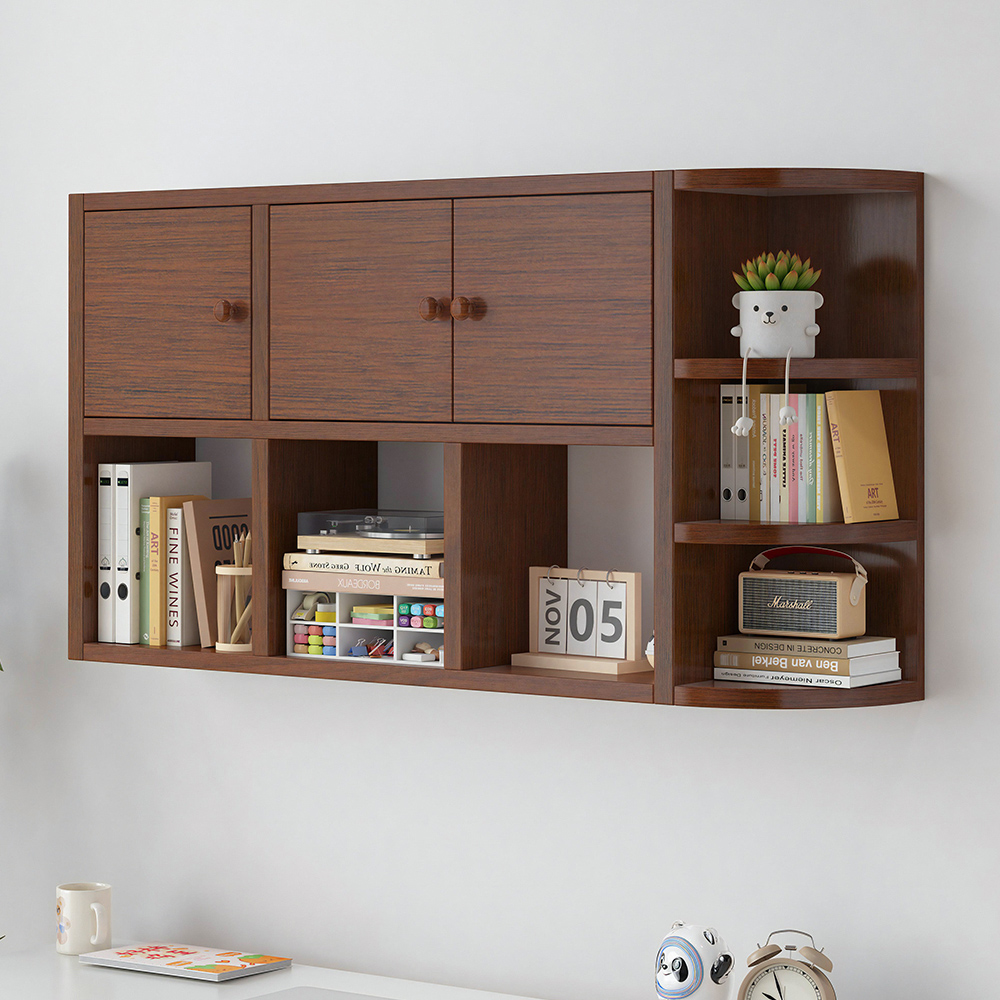 实木挂墙置物架壁挂式书架客厅装饰墙壁柜吊柜家用储物上墙橱柜