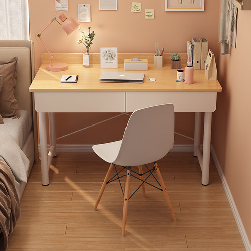 书桌学生家用简易台式电脑桌卧室带抽屉ins风小户型学习桌办公桌