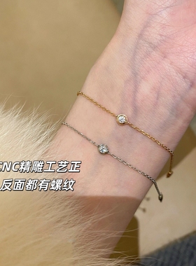 高版damour泡泡手链CNC工艺mini圆圈单钻叠戴飞碟手链男女银镀18k