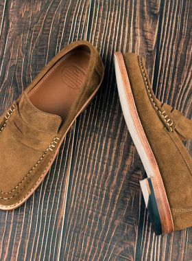 visvim cantq春夏季纯手工固特异一脚蹬真皮乐福鞋反绒皮浅口男鞋