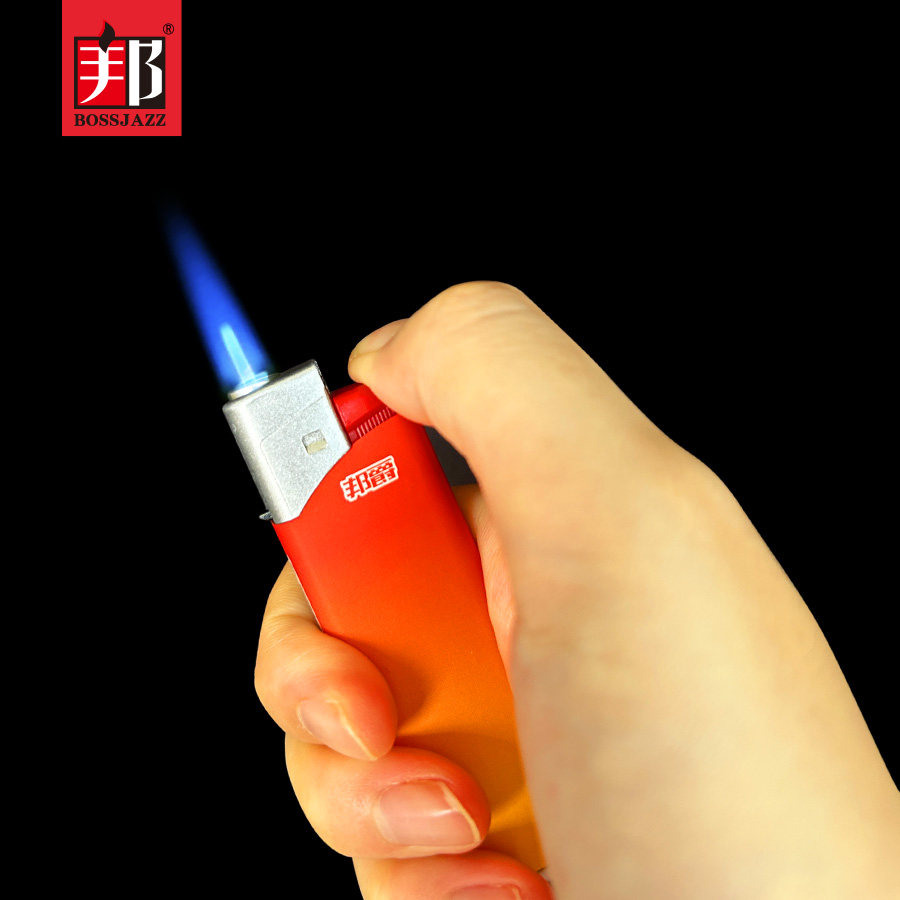 邦爵新品蓝焰直冲打火机加厚防爆渐变可充气定制定做印字logo包邮