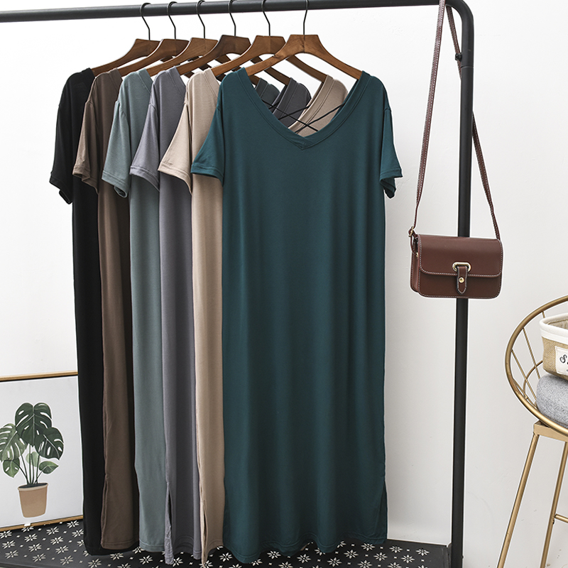 莫代尔性感连衣裙长款加大大码