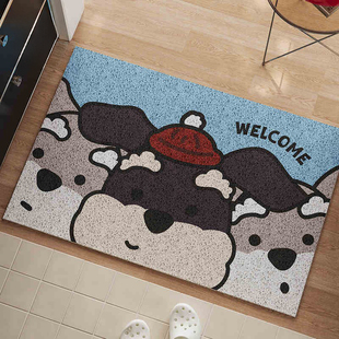 雪纳瑞狗狗丝圈地垫高级防滑蹭土耐脏加厚入户门垫家用门口脚垫子