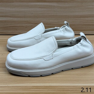 40码真皮男士一脚蹬懒人鞋秋季透气休闲小白鞋弹性后跟乐福鞋