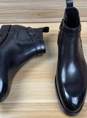 39.42码英伦风切尔西靴男冬季真皮尖头商务短靴马丁靴男款