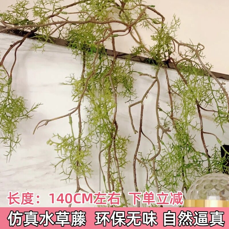 仿真水草黑骨芒假绿植藤条空调管道缠绕藤蔓装饰植物塑料吊顶垂吊