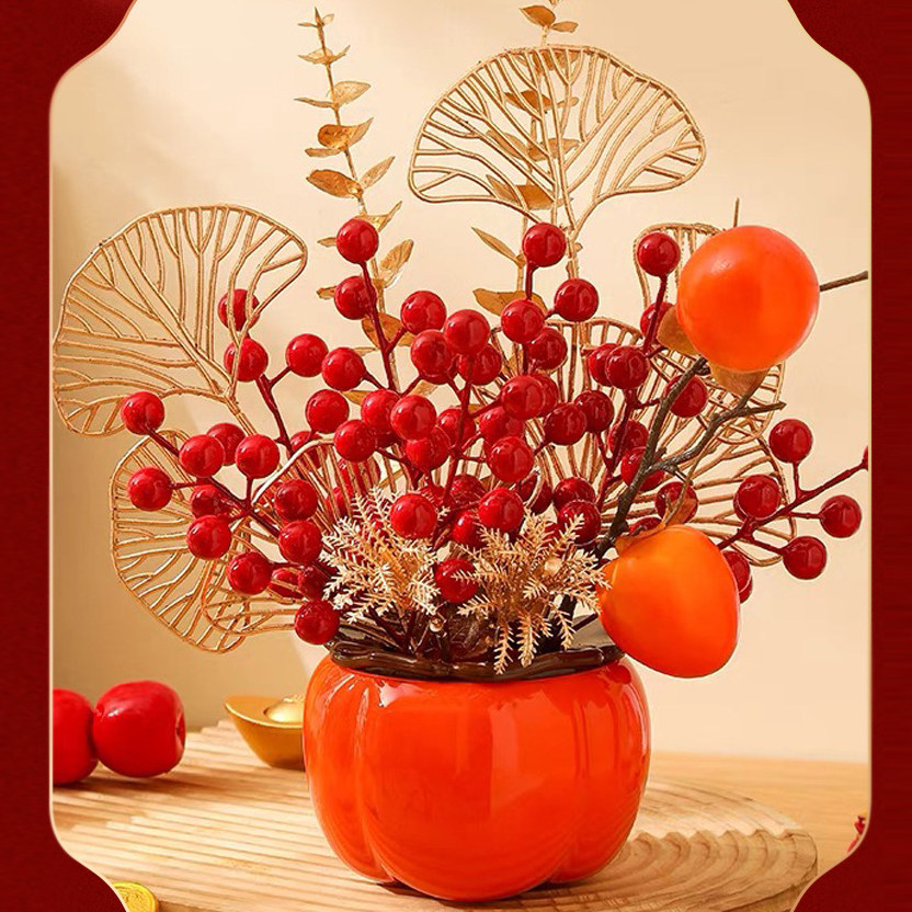 2026马年新款新年发财果装饰品客厅桌面柿柿如意柿子摆件春节用品,鲜花速递/花卉仿真/绿植园艺,仿真花,淘宝优惠券,粉丝福利购,淘宝优惠卷
