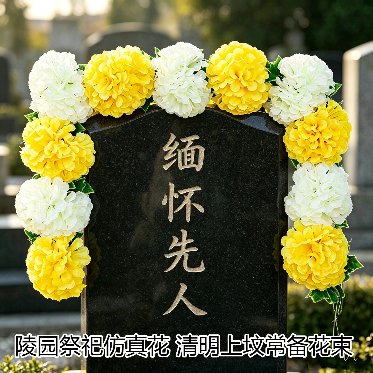 墓碑专用仿真塑料花清明扫墓祭祖陵园上坟追思怀念先人祭奠摆放 - 实物图