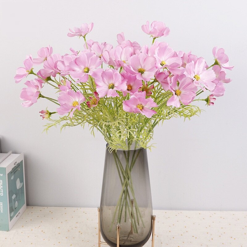 ins菊花仿真花 高档波斯菊单支家具餐桌装饰绢花婚庆场景布置花艺