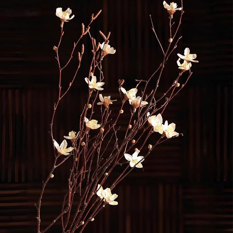 桃花落地树枝装饰花枝花束真花客厅diy桃花
