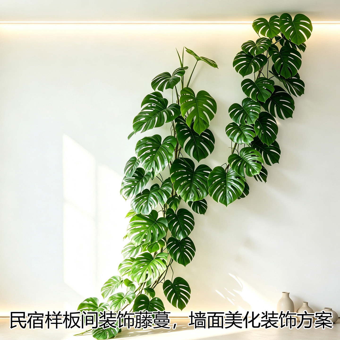 仿真龟背竹藤条墙面遮挡装饰