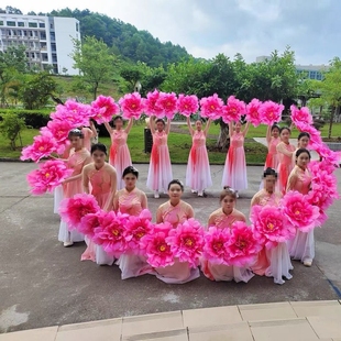 表演手花手拿花牡丹花伞演出道具花朵广场舞舞蹈道具花幼儿童跳舞