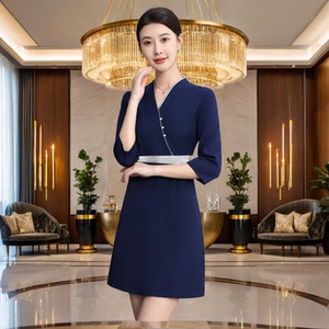高端美容师工作服女秋季时尚养生馆足浴SPA产康按摩纹绣技师套装