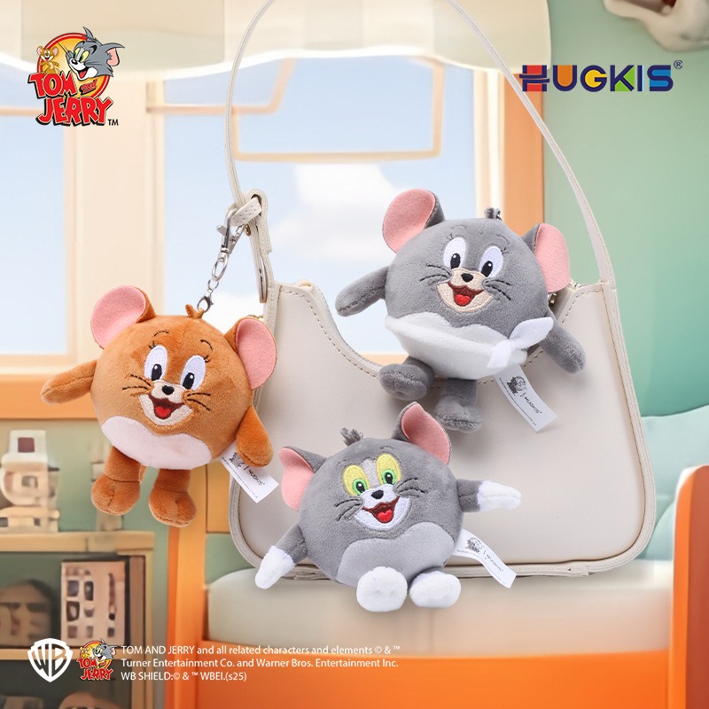 正版猫和老鼠捏捏回弹圆球公仔钥匙扣趣味解压毛绒玩偶包包挂件