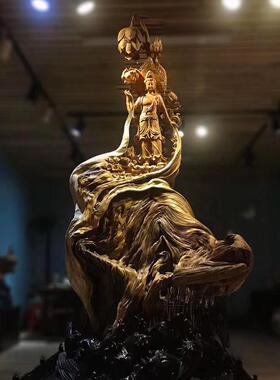 天然太行崖柏根雕摆件陈化料木雕观音弥勒关公雕刻家居客厅工艺品