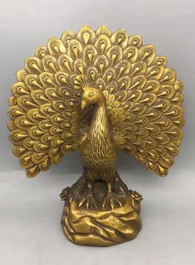 纯铜孔雀开屏摆件仿古孔雀开屏家居装饰工艺品办公纳福礼品