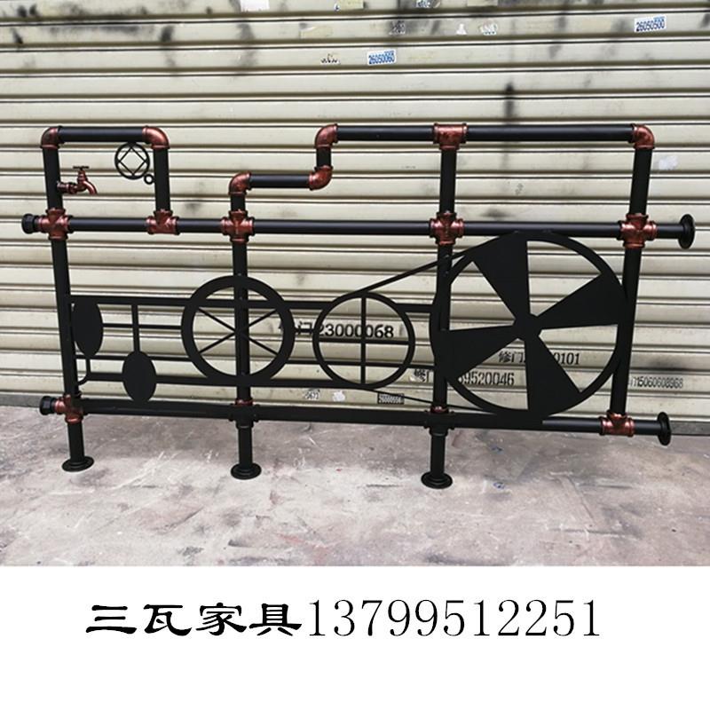 loft工业水管楼梯扶手餐厅阁楼栏杆飘窗护栏酒吧铁艺复古围栏装饰