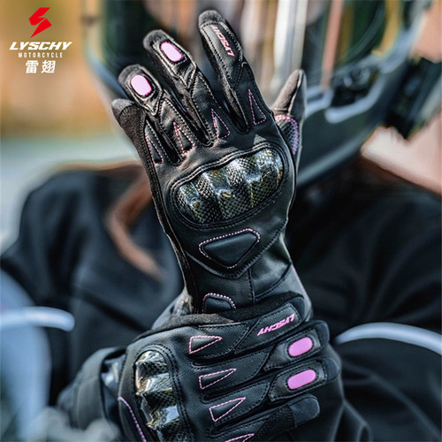 雷翅摩托车冬季手套山羊皮碳纤维