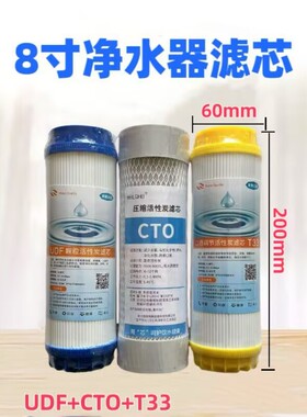 语音款净水器品牌8寸20cm高滤芯UDF活性炭T33后置碳单支用五盖款