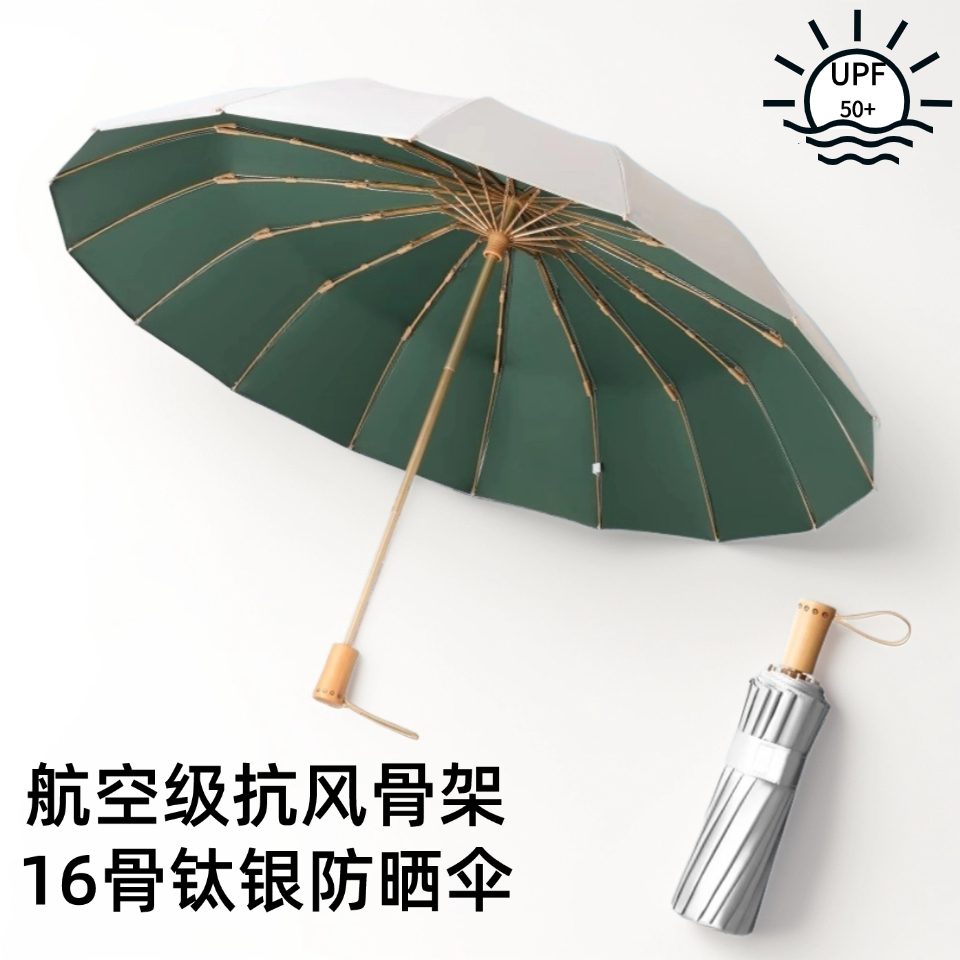 16骨钛银UPF50+防晒伞